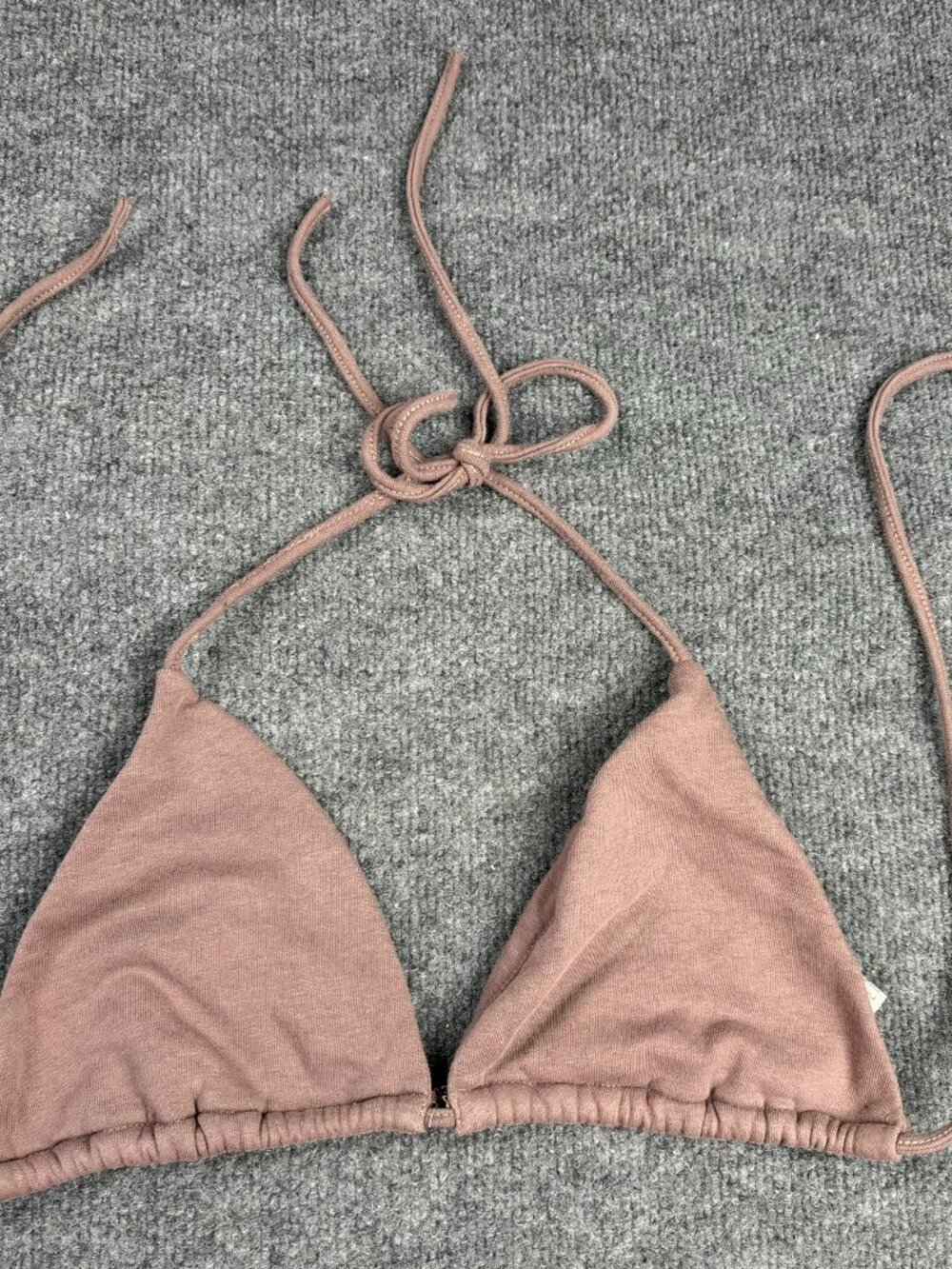 Shein Triangle Bralette Halter Crop Top Mauve Pink Brown Sz S US 4 Cotton Blend